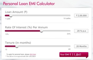 EMI calculator for Personal Loan from Axis Bank
